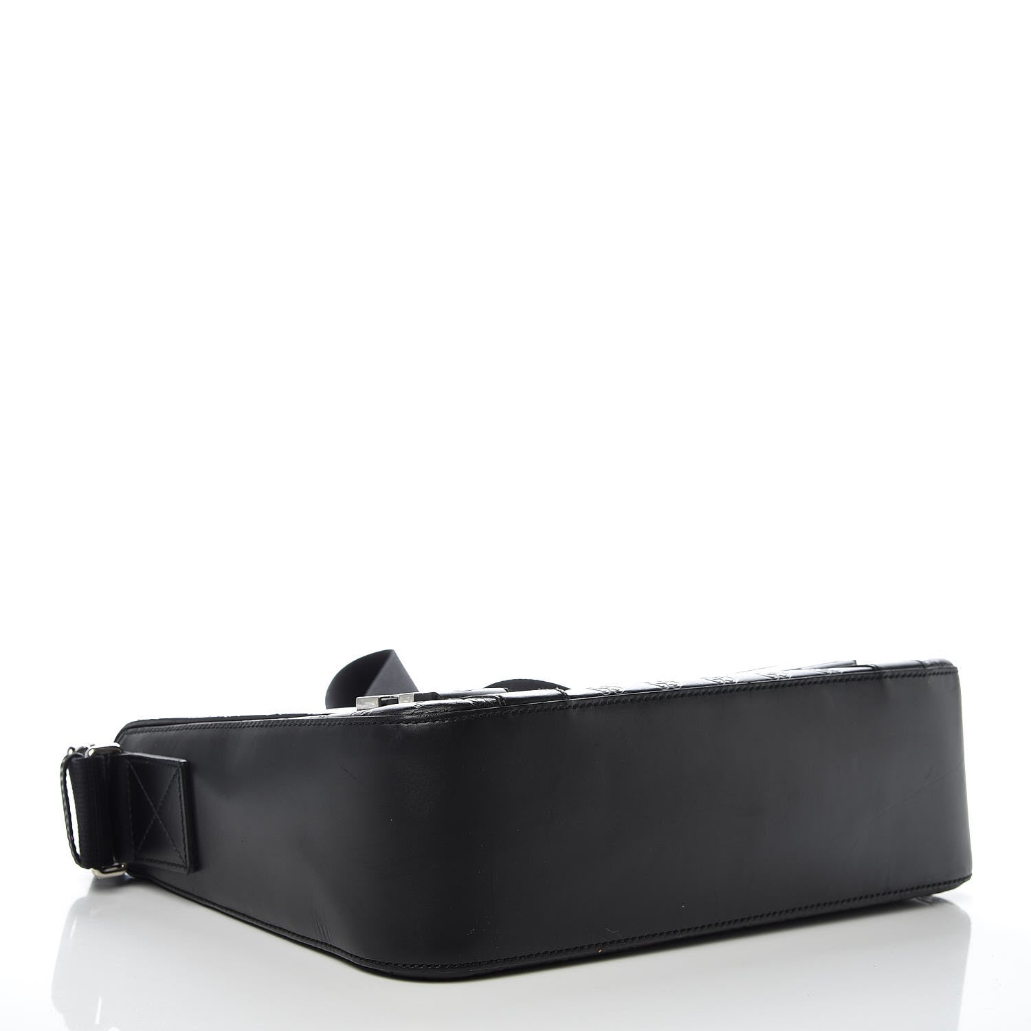 Gucci Guccissima Signature Medium Double Buckle Flap Messenger Bag Black 4 of 26
