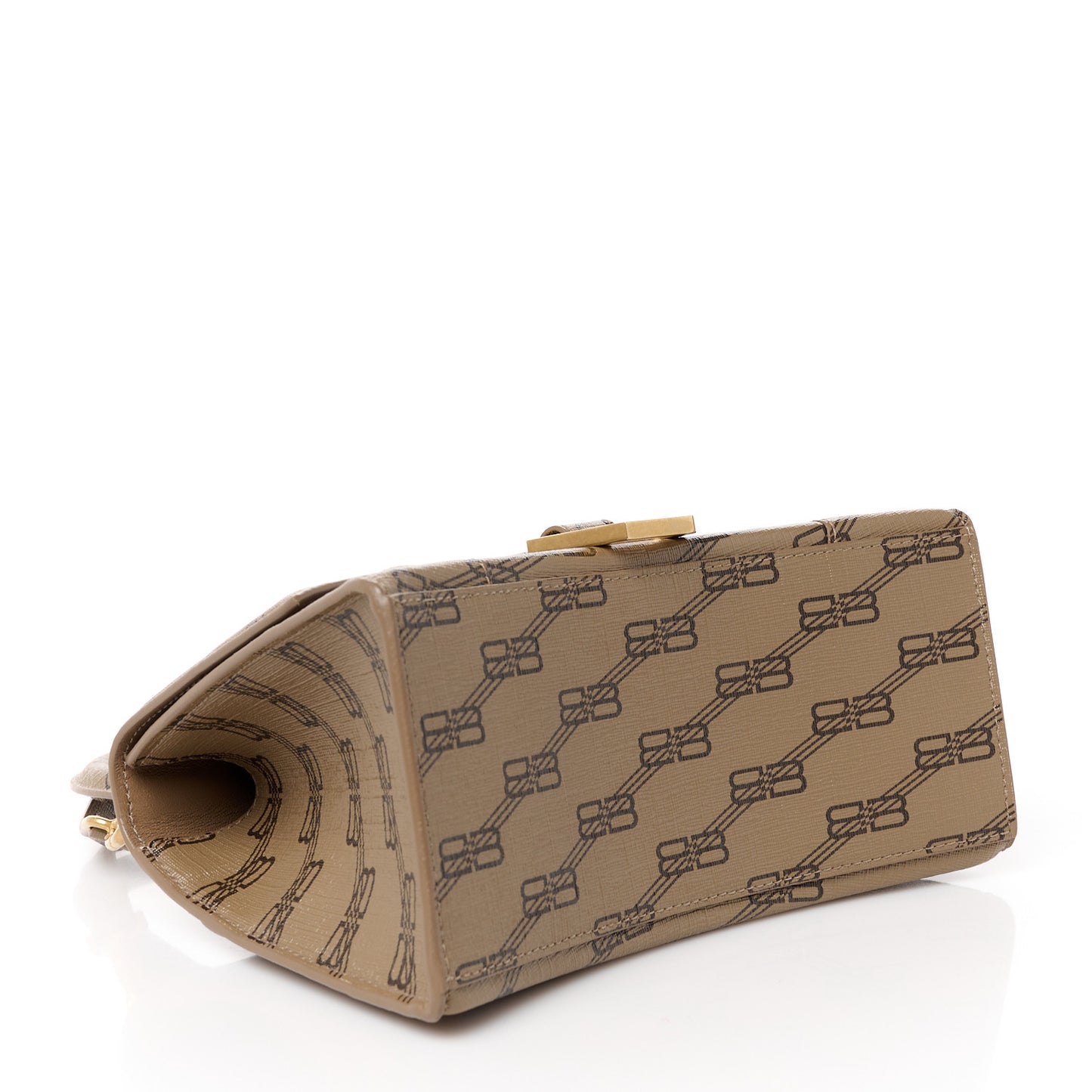 Coated Canvas BB Monogram Small Hourglass Top Handle Bag Beige Brown