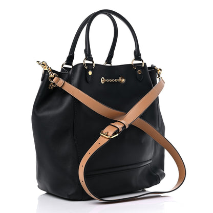Fendi Vitello Grace King Karligraphy Chain Bucket Bag Black Bisquit 3 of 16
