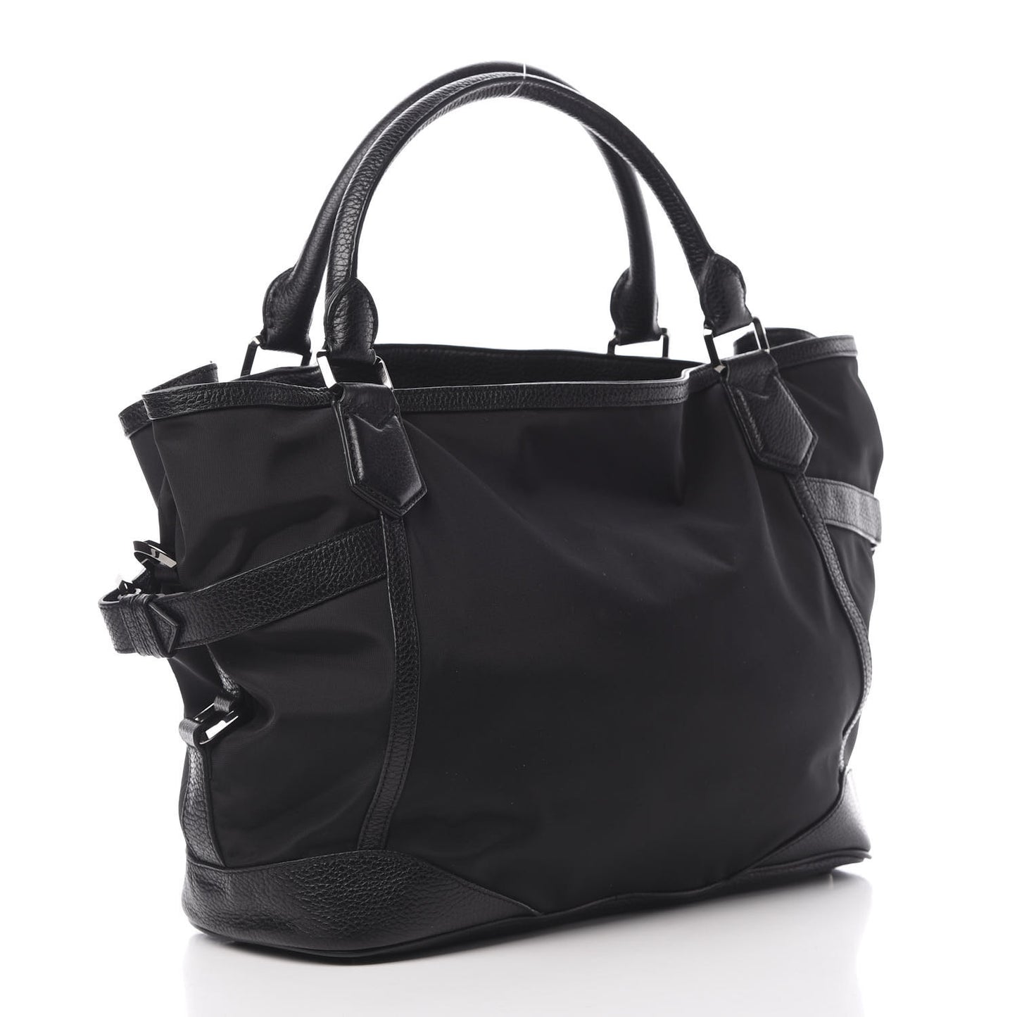 Nylon Calfskin Tote Black