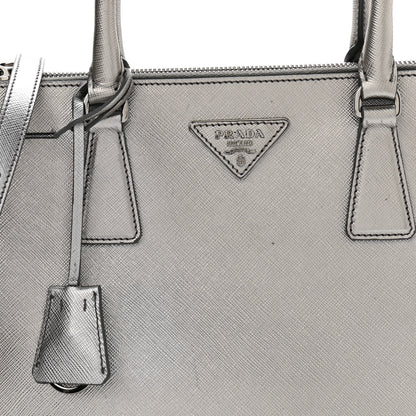 Prada Metallic Saffiano Small Galleria Double Zip Tote Cromo 8 of 12