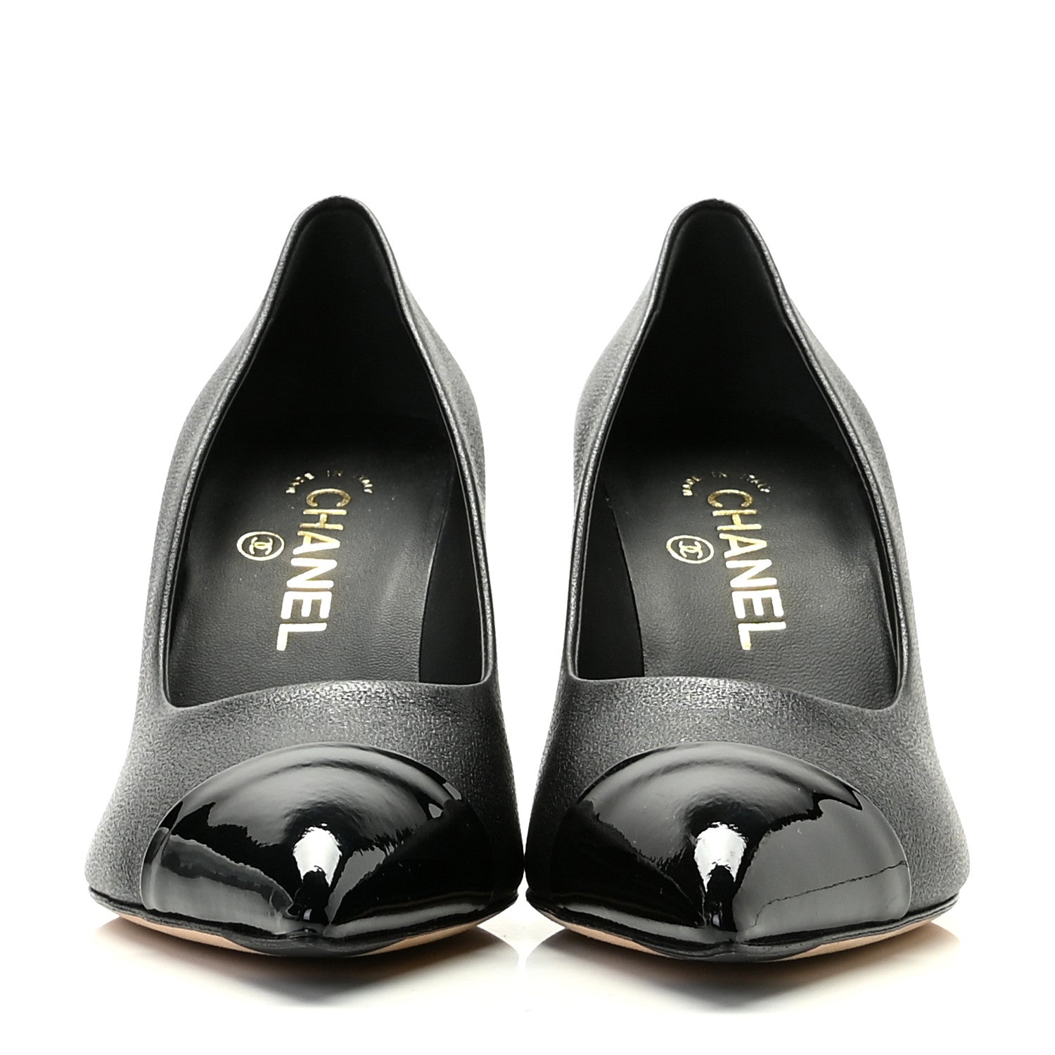 Chanel Goatskin Grosgrain Cap Toe Pearl Pumps 37 Black 3 of 13