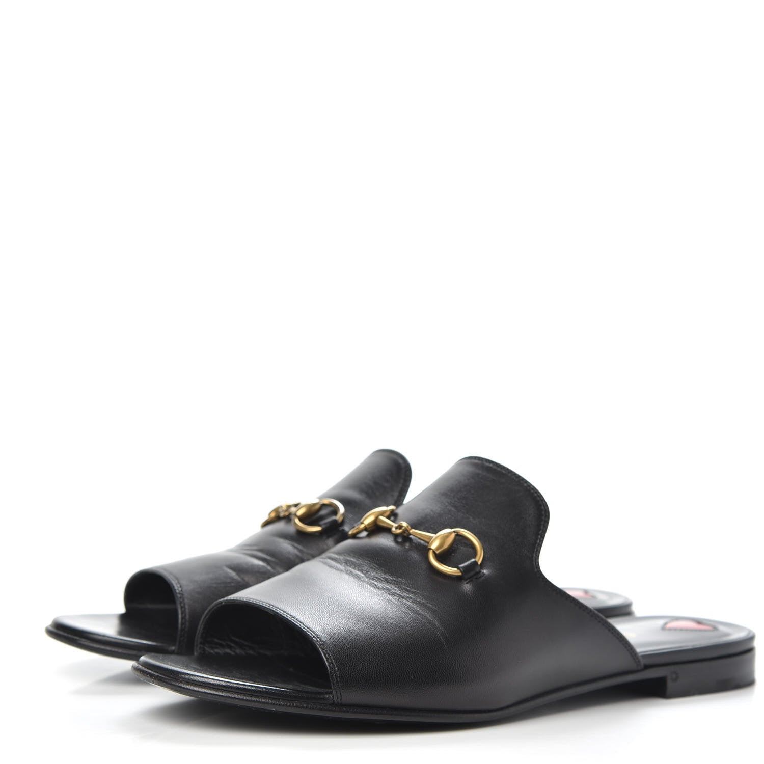 Gucci Malaga Kid Horsebit Slide Sandals 37.5 Black 3 of 11