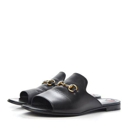 Gucci Malaga Kid Horsebit Slide Sandals 37.5 Black 3 of 11