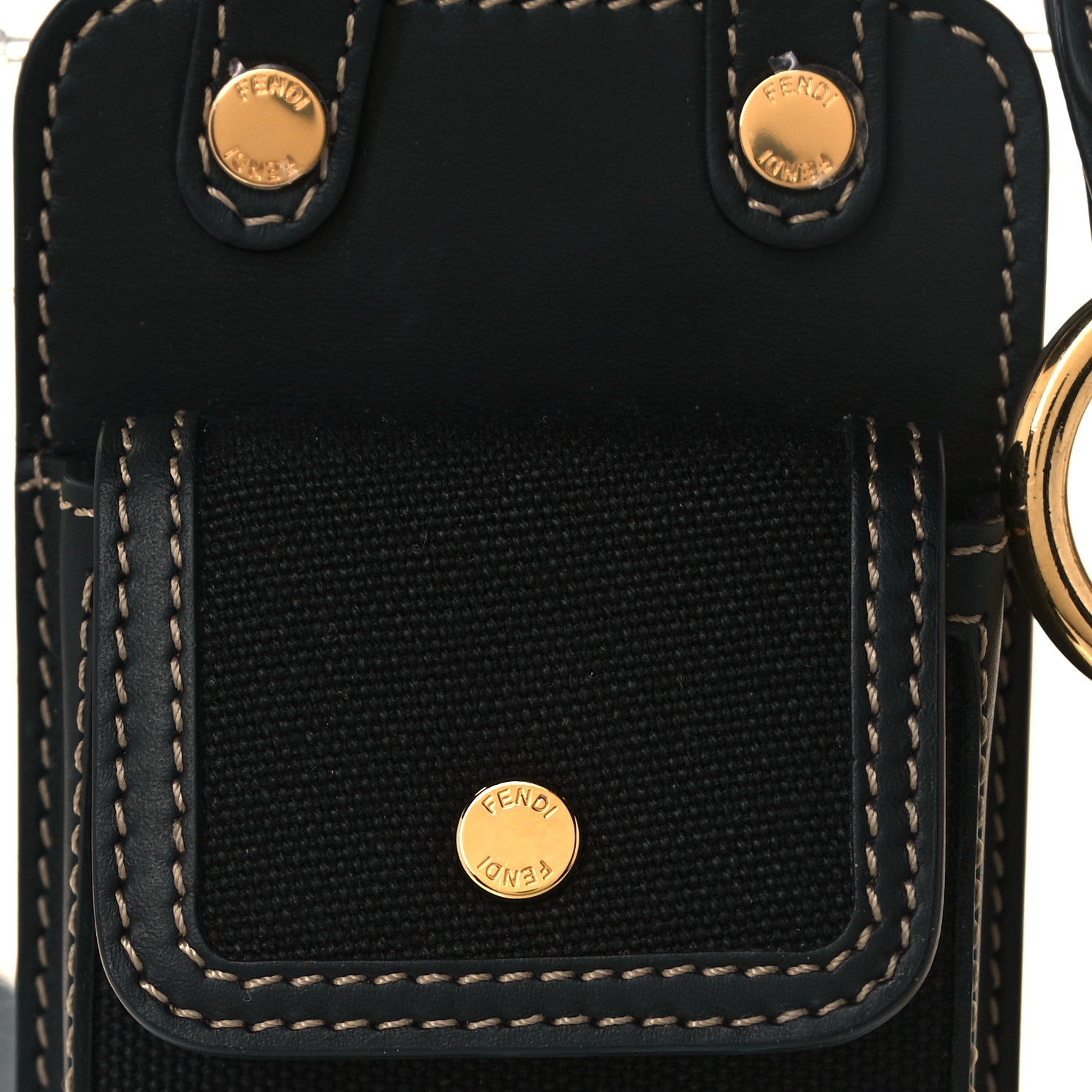 Fendi Canvas Vitello King FF Embroidered Utility Belt Pouch Black 4 of 4