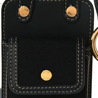 Fendi Canvas Vitello King FF Embroidered Utility Belt Pouch Black 4 of 4