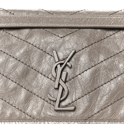 Saint Laurent Crinkled Calfskin Matelasse Monogram Medium Niki Chain Satchel Fog 9 of 11