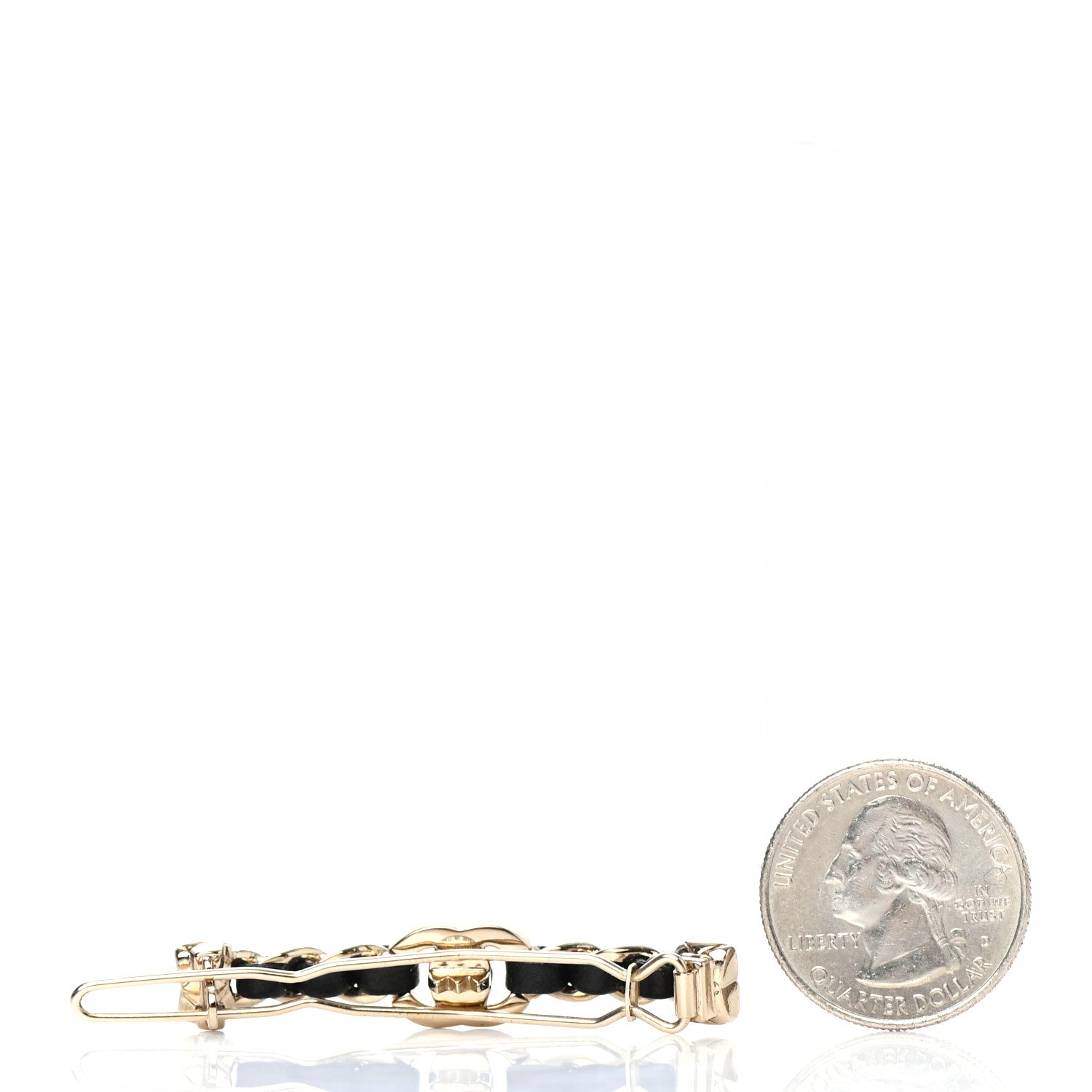Chanel Lambskin CC Turnlock Chain Hair Clip Barrette Black Gold 2 of 3