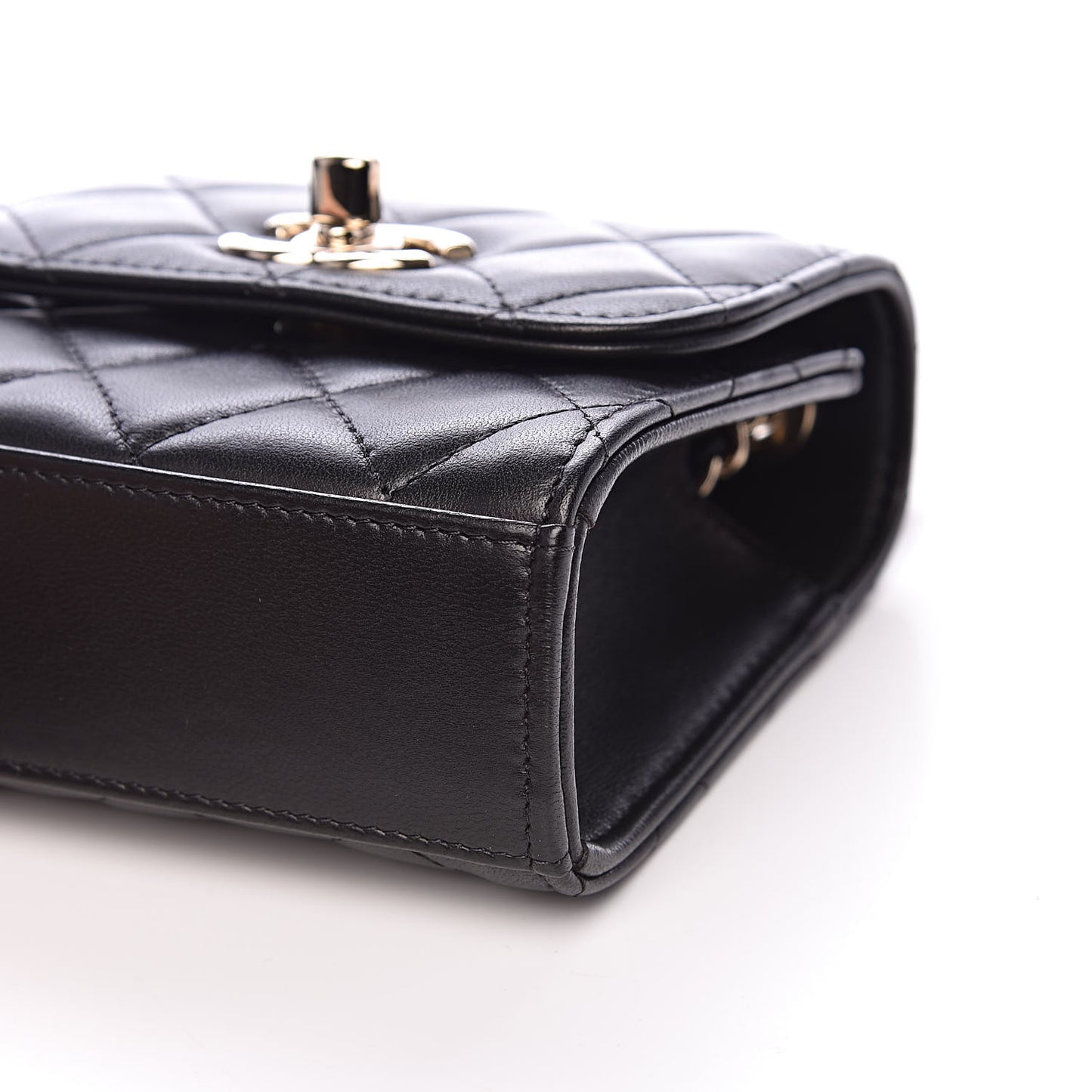 Lambskin Quilted Mini Trendy CC Chain Wallet Black