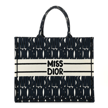 Christian Dior Canvas Embroidered Medium Miss Dior Graffiti Book Tote White Deep Blue 1 of 11
