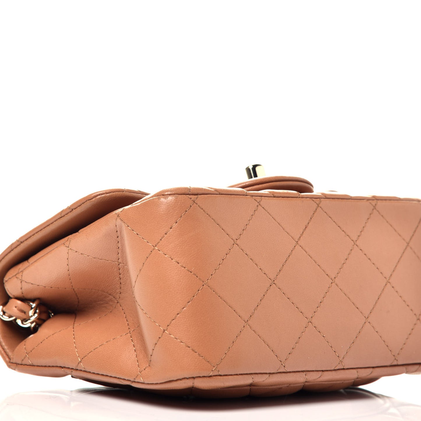 Lambskin Quilted Mini Square Flap Brown