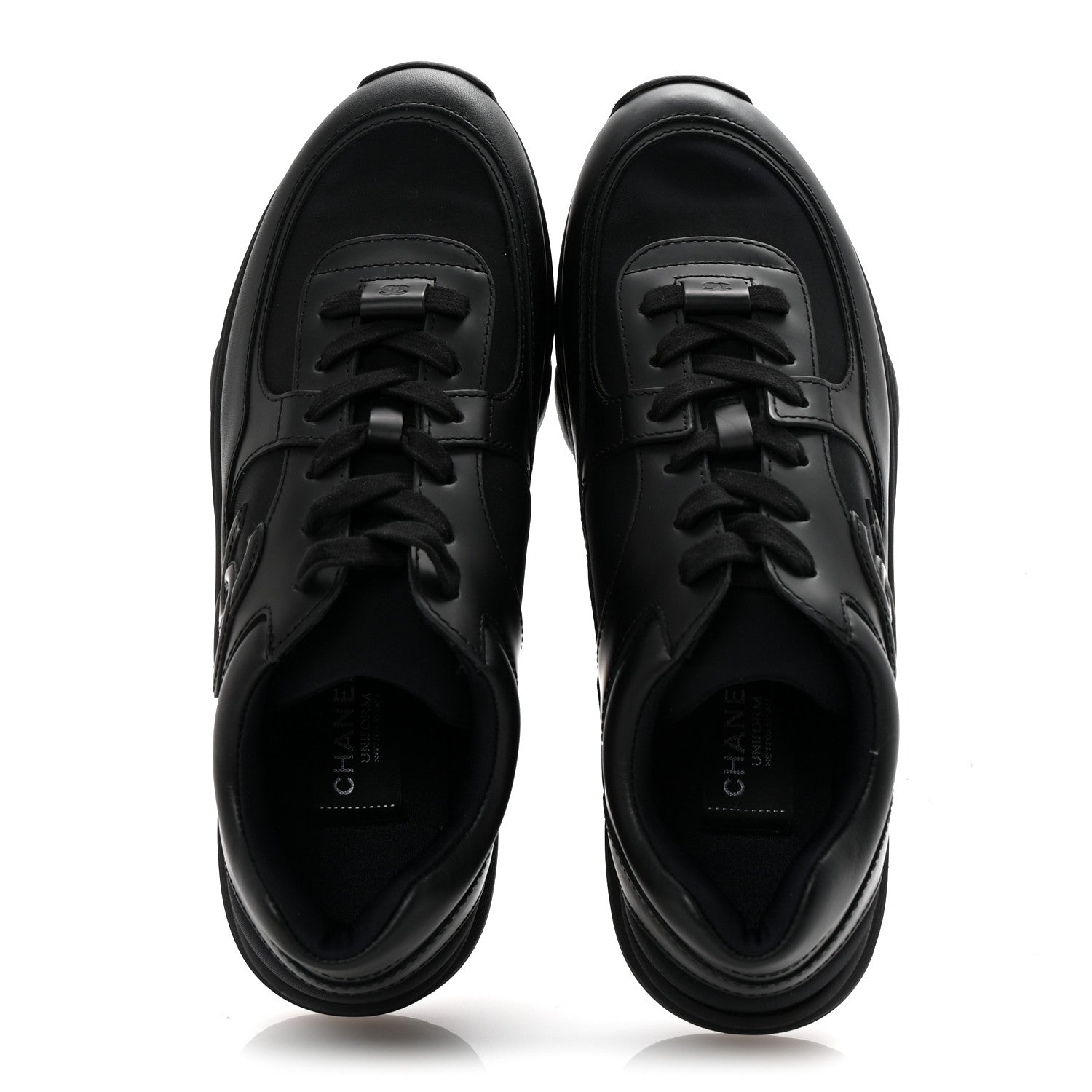 Chanel Lambskin Fabric CC Sneakers 39 Black 2 of 9