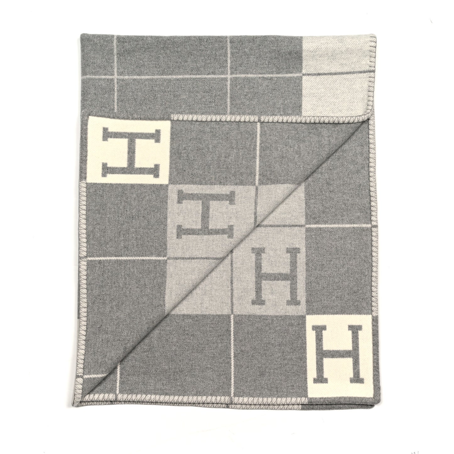 Wool Cashmere Avalon III Blanket Ecru Gris Clair