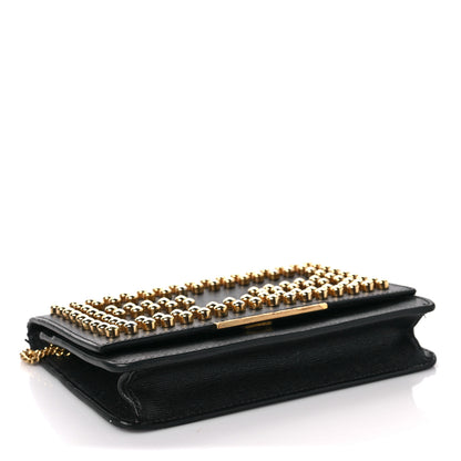 Fendi Vitello Elite Studded Tube Wallet on Chain Black 3 of 7