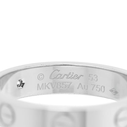 Cartier 18K White Gold Diamond 4mm LOVE Wedding Band Ring 53 6.25 4 of 5
