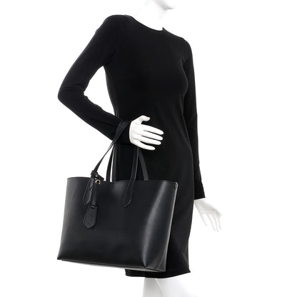 Burberry Grainy Calfskin Haymarket Check Medium Reversible Tote Black 2 of 16