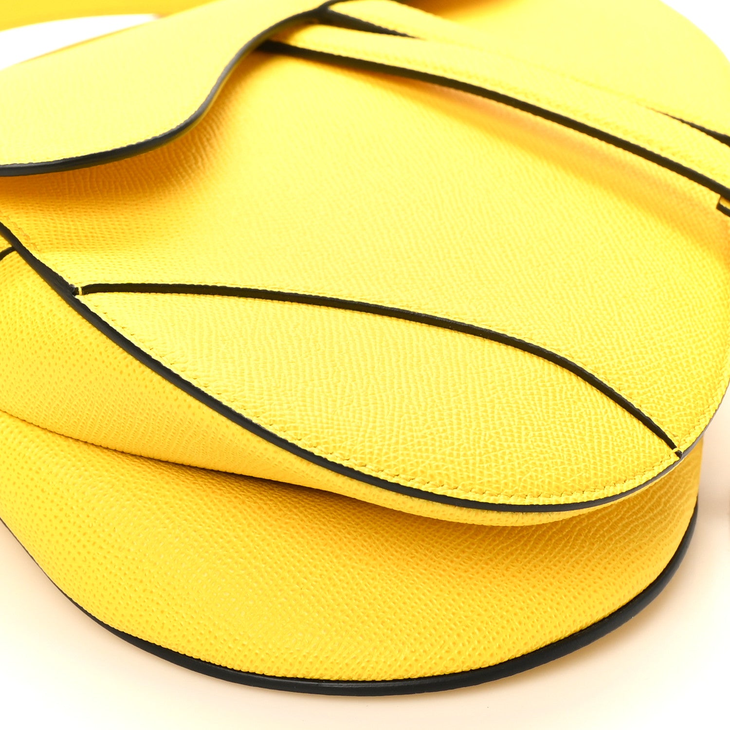 Christian Dior Grained Calfskin Saddle Bag With Strap Yellow 9 of 10