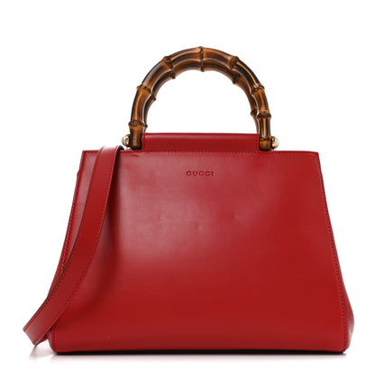 Gucci Nappa Bamboo Small Nymphaea Top Handle Bag Hibiscus Red 1 of 10