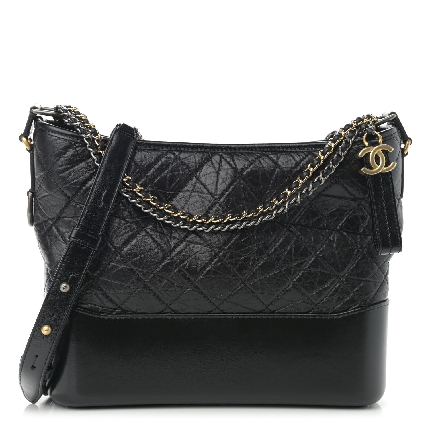 Chanel Aged Calfskin Quilted Medium Gabrielle Hobo Black 1 of 10