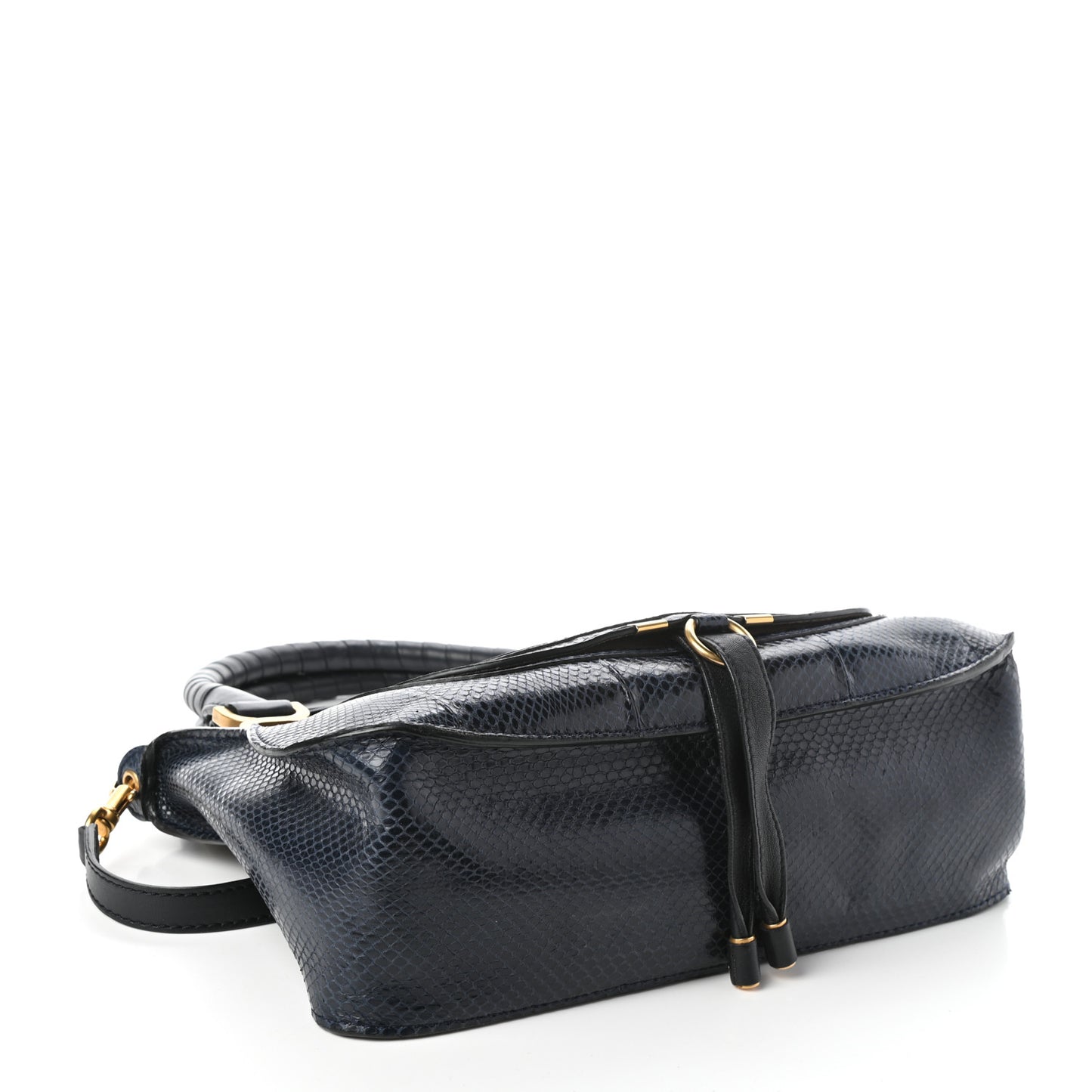 Calfskin Snake Embossed Medium Marcie Satchel Navy