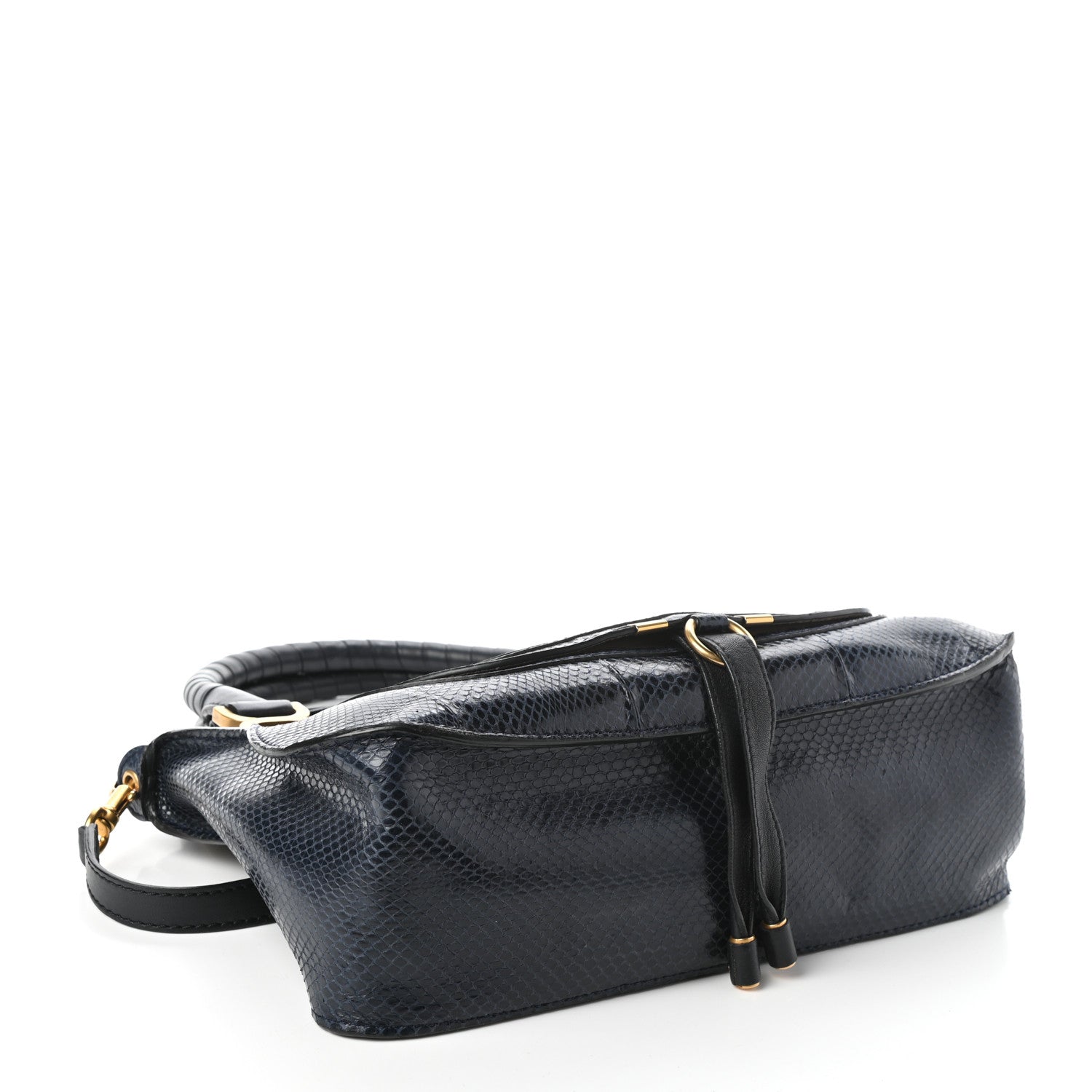 Chloe Calfskin Snake Embossed Medium Marcie Satchel Navy 4 of 9