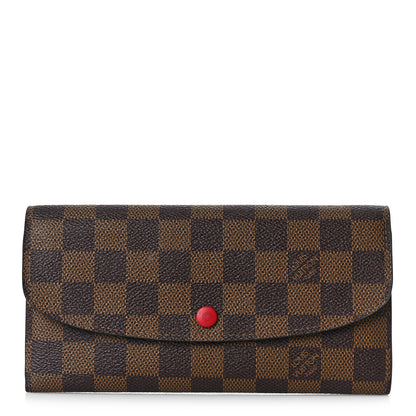 Louis Vuitton Damier Ebene Emilie Wallet Red 1 of 8