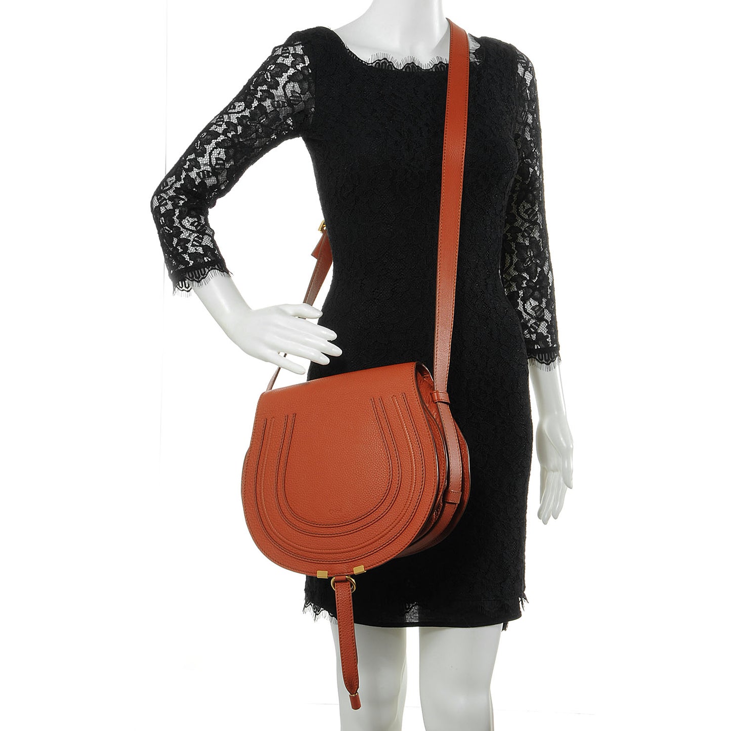 Calfskin Medium Marcie Round Crossbody Bag Whiskey