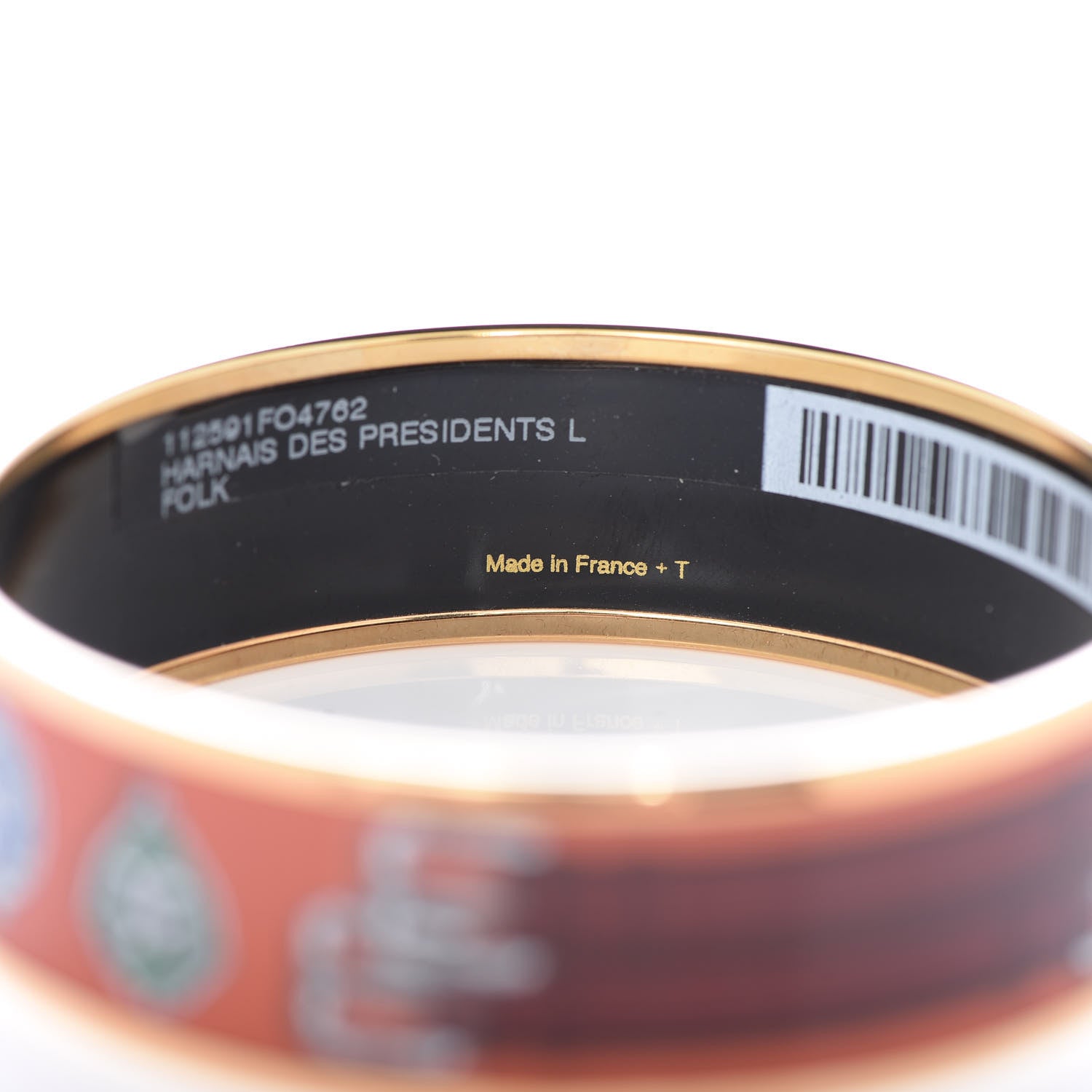 Hermes Enamel Printed Harnais Des Presidents Wide Bracelet 62 Folk 5 of 5