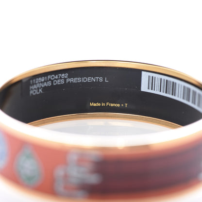 Hermes Enamel Printed Harnais Des Presidents Wide Bracelet 62 Folk 5 of 5