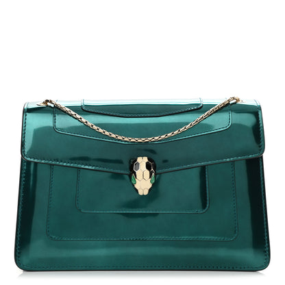Bulgari Metallic Calfskin Serpenti Forever Shoulder Bag Green 3 of 10