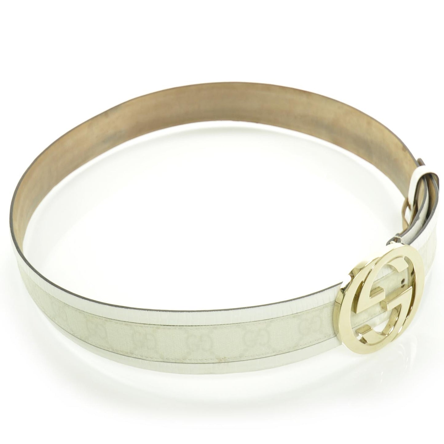 GG Plus Monogram Calfskin Interlocking G 40mm Belt 90 36 White
