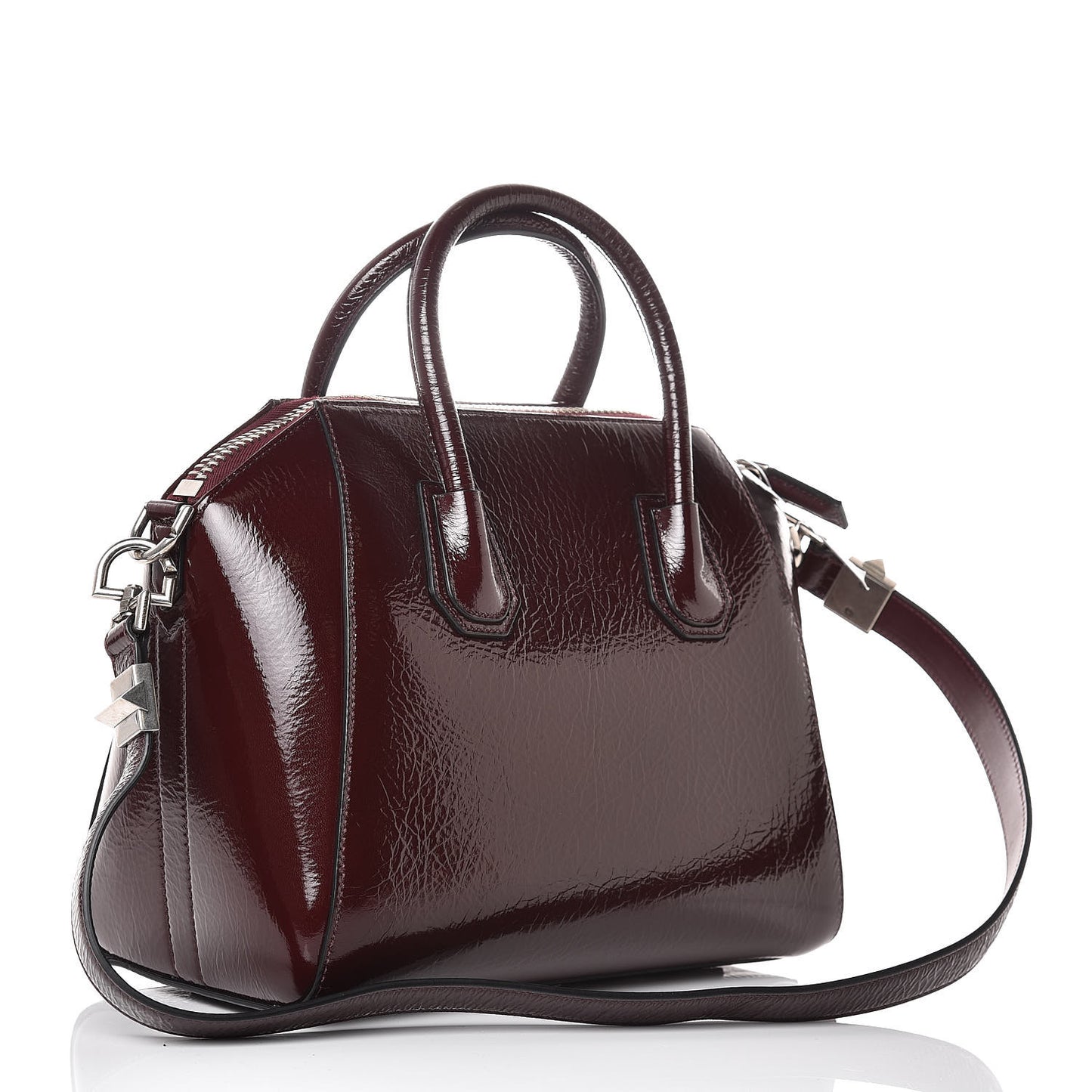 Crinkled Patent Calfskin Small Antigona Aubergine