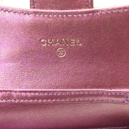 Chanel Iridescent Lambskin Quilted Flap Card Holder On Chain Purple 6 of 12
