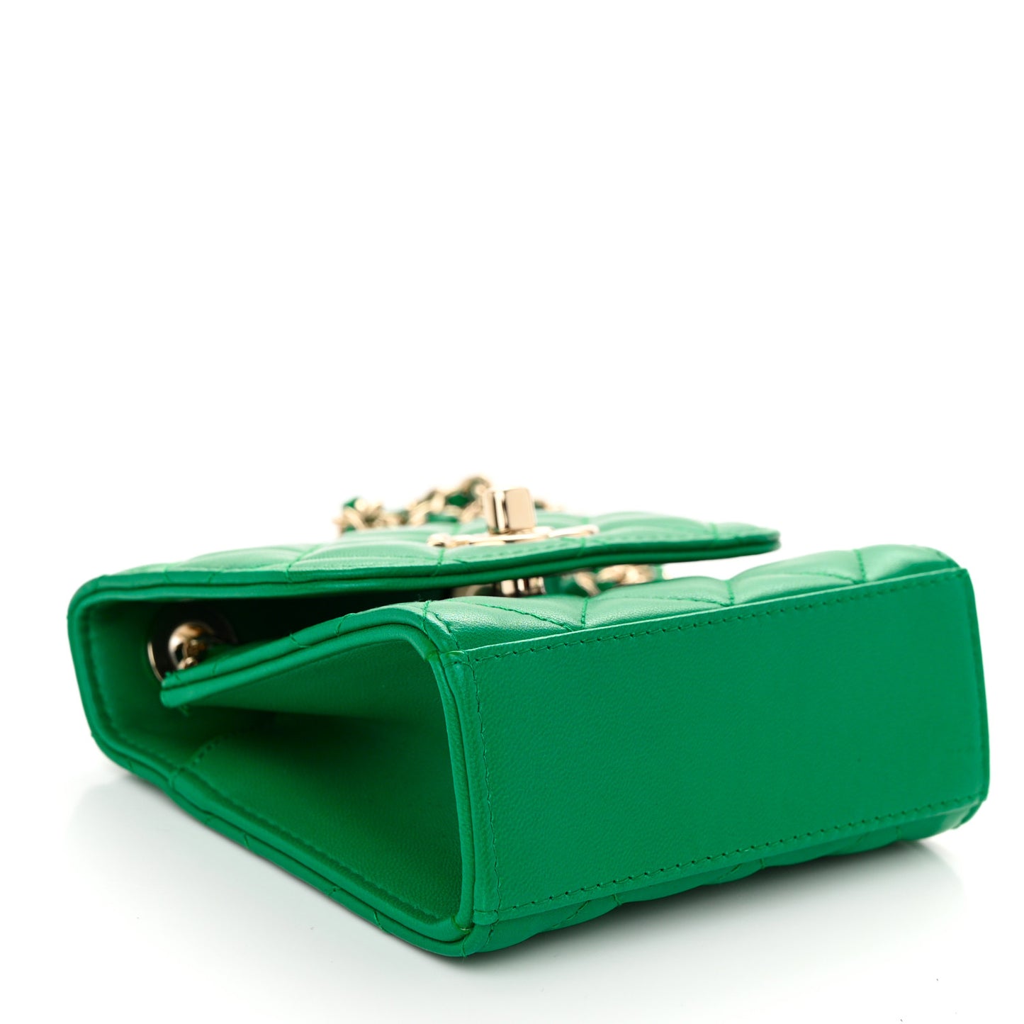 Lambskin Quilted Mini Trendy CC Chain Wallet Green