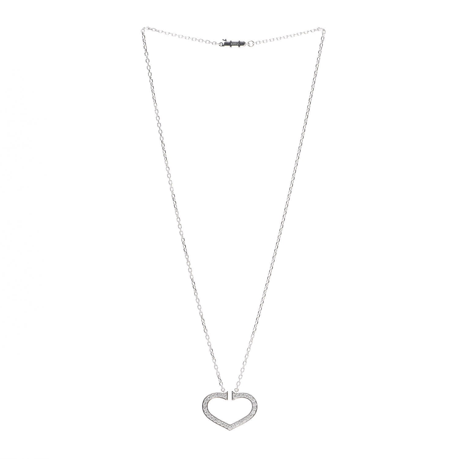 Cartier 18K White Gold Diamond Large Hearts and Symbols Pendant Necklace 3 of 6