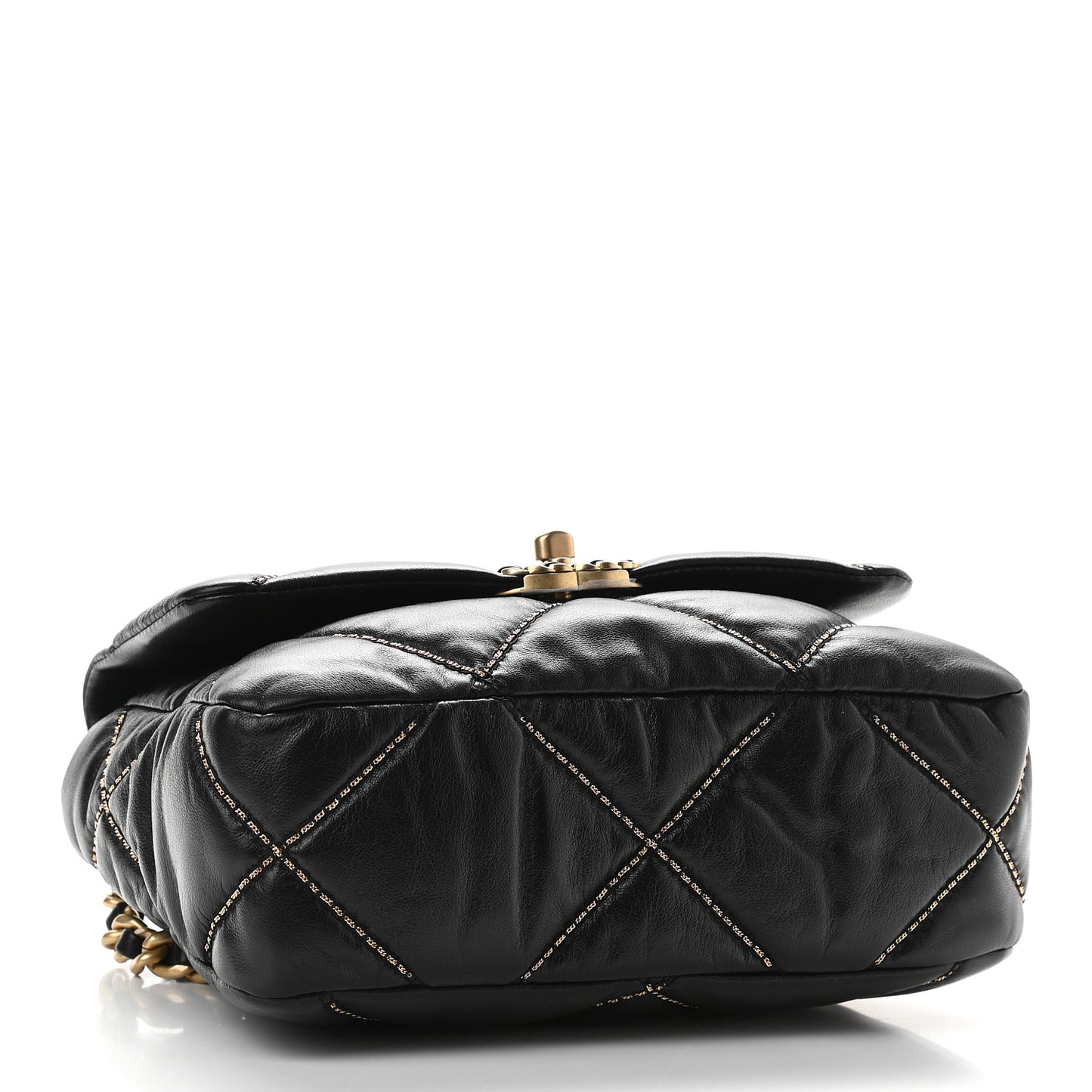 Lambskin Chain Quilted Medium Chanel 19 Flap Black