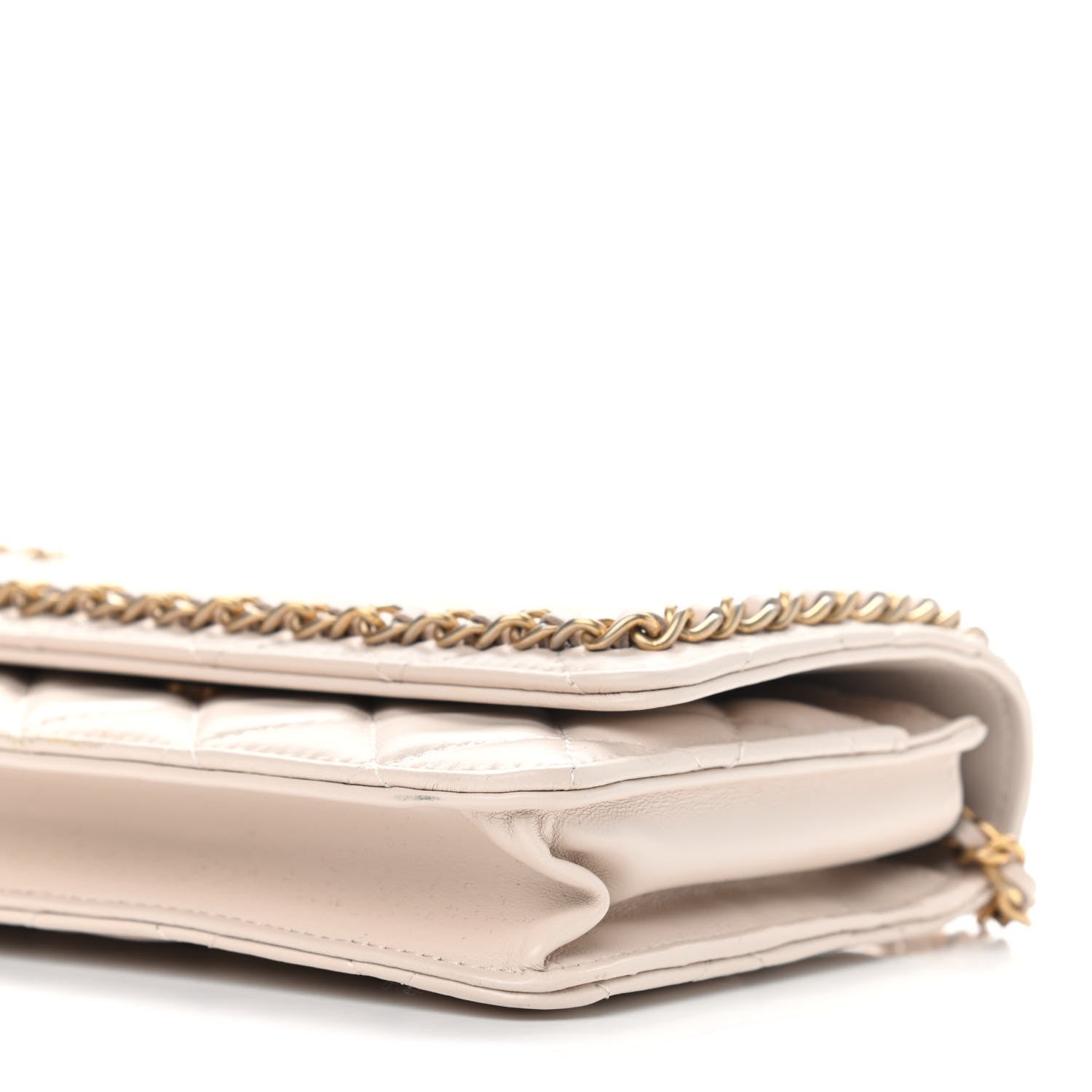 Chanel Lambskin Quilted Chain Around Wallet On Chain WOC Beige 10 of 12