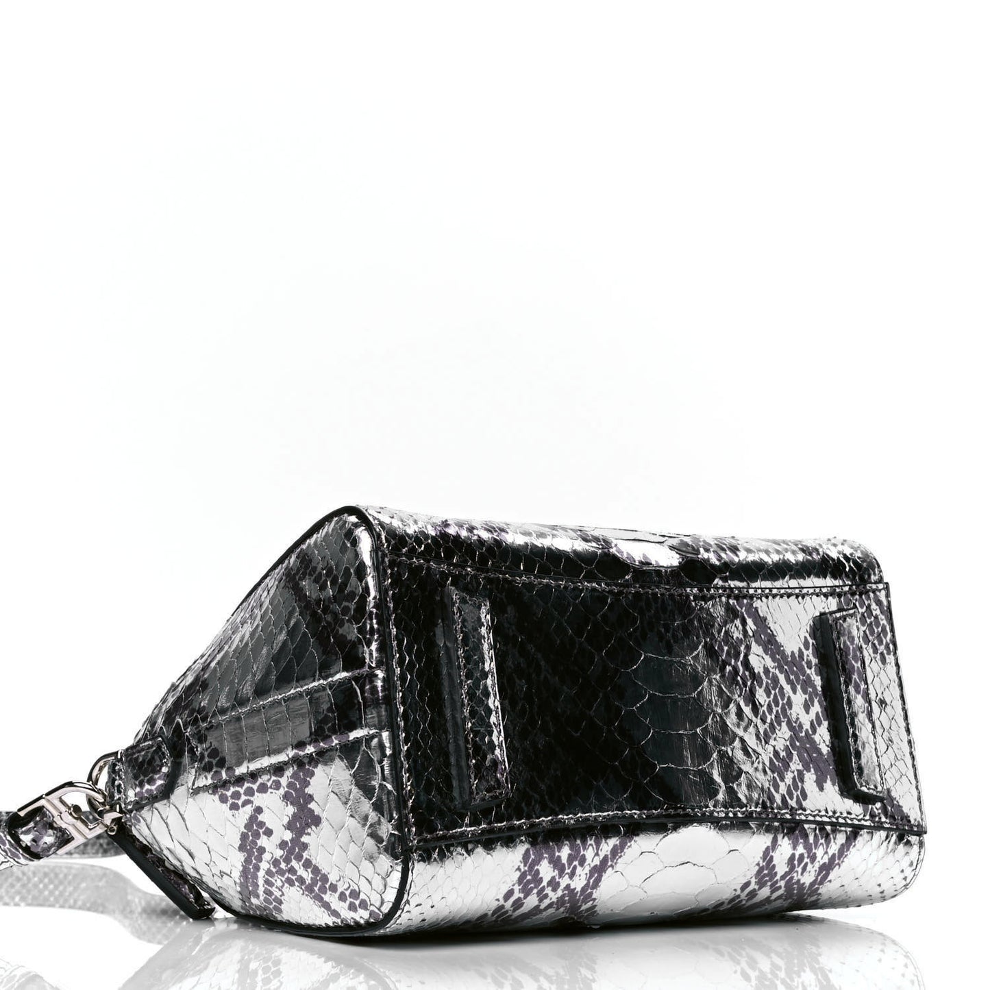 Metallic Laminated Python Mini Antigona Silver