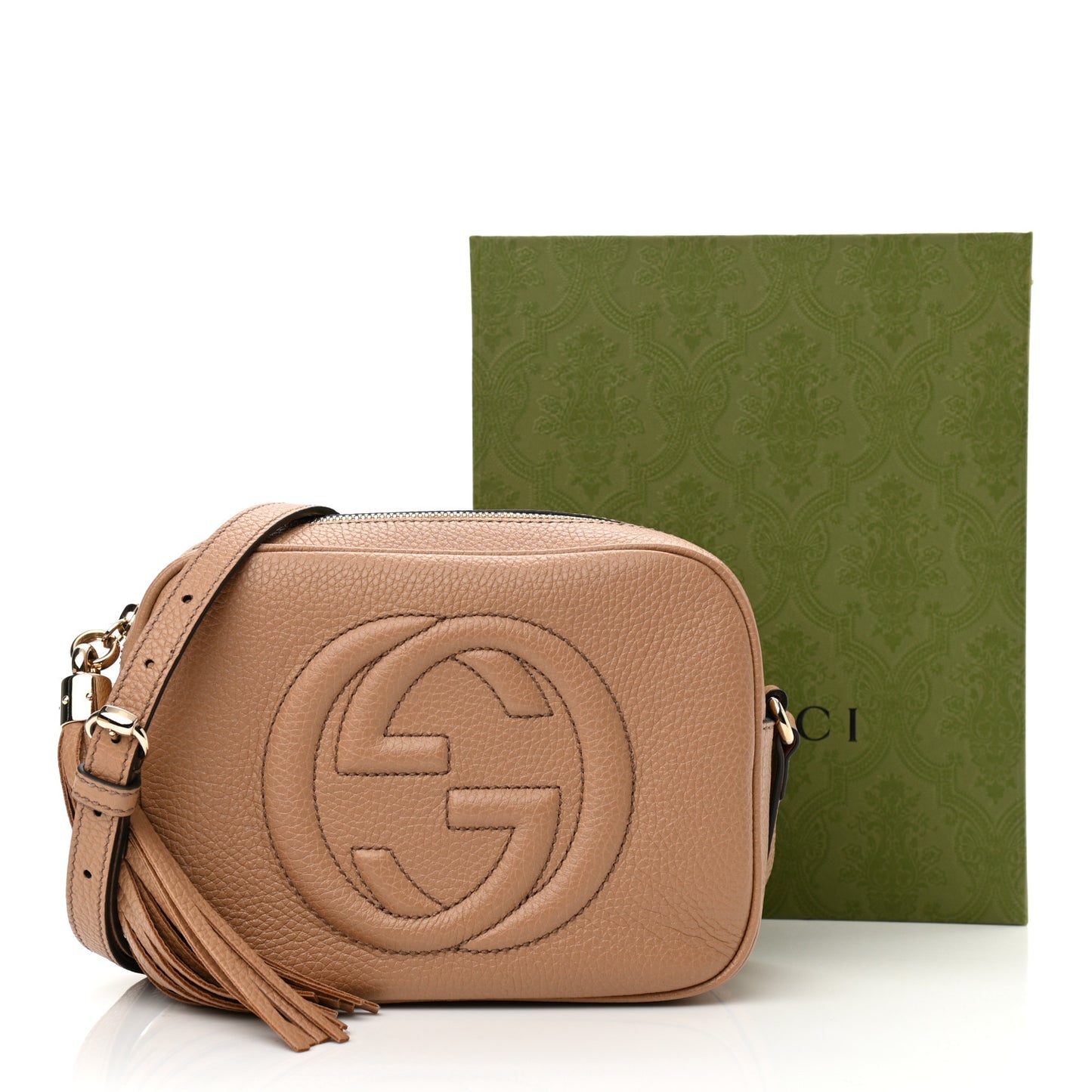 Pebbled Calfskin Small Soho Disco Bag Camelia
