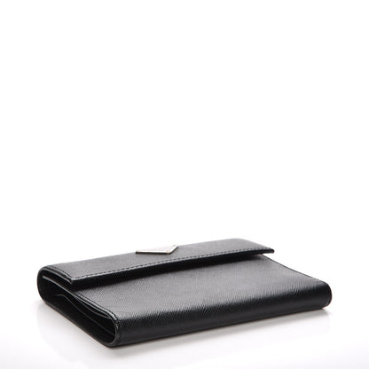 Prada Saffiano Triangle Flap Wallet Nero Black 4 of 9