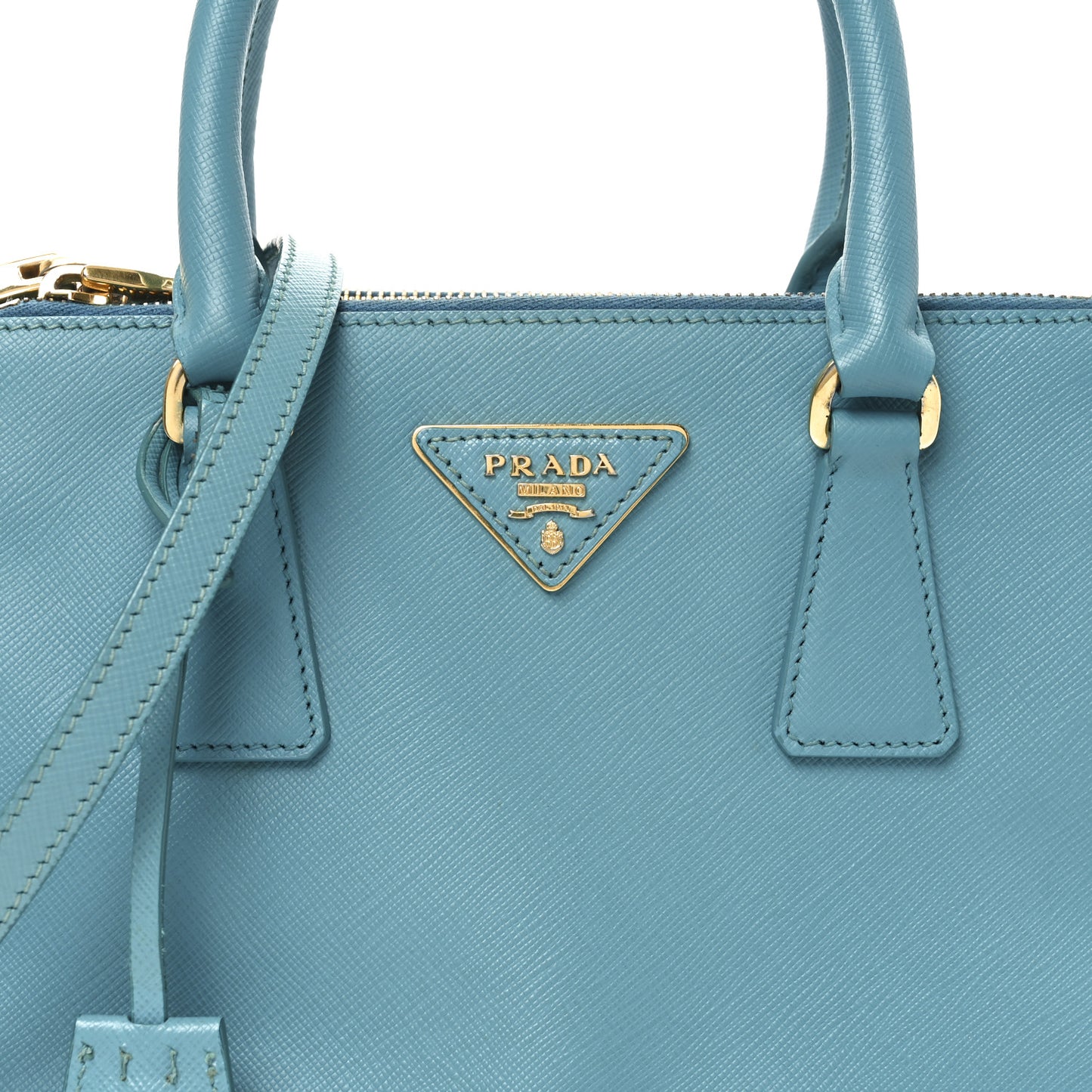 Saffiano Lux Mini Galleria Double Zip Tote Turchese