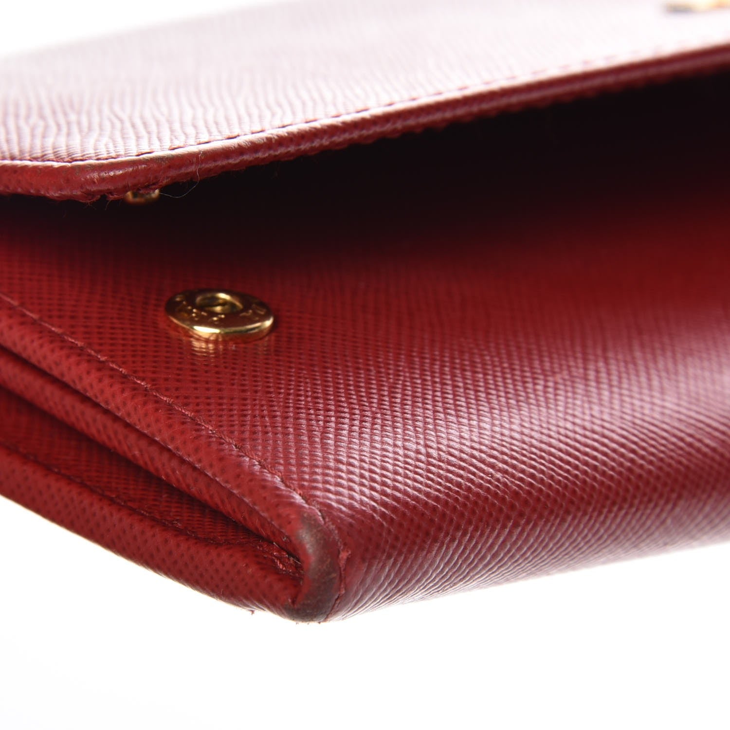 Prada Saffiano Metal Oro Chain Wallet Fuoco 9 of 11