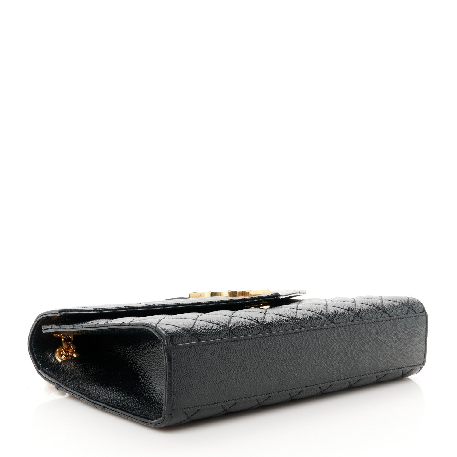 Saint Laurent Grain De Poudre Textured Mixed Matelasse Triquilt Medium Monogram Satchel Black 4 of 11