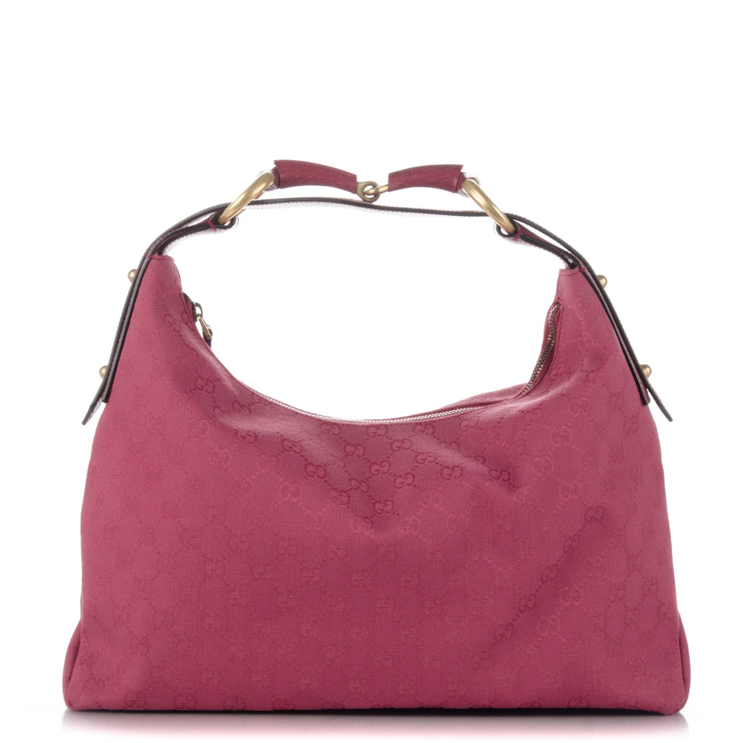 Gucci Monogram Medium Horsebit Chain Hobo Fuchsia 1 of 8
