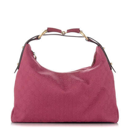 Gucci Monogram Medium Horsebit Chain Hobo Fuchsia 1 of 8