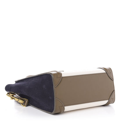 Celine Calfskin Suede Nano Tri-Color Luggage Cream 5 of 12