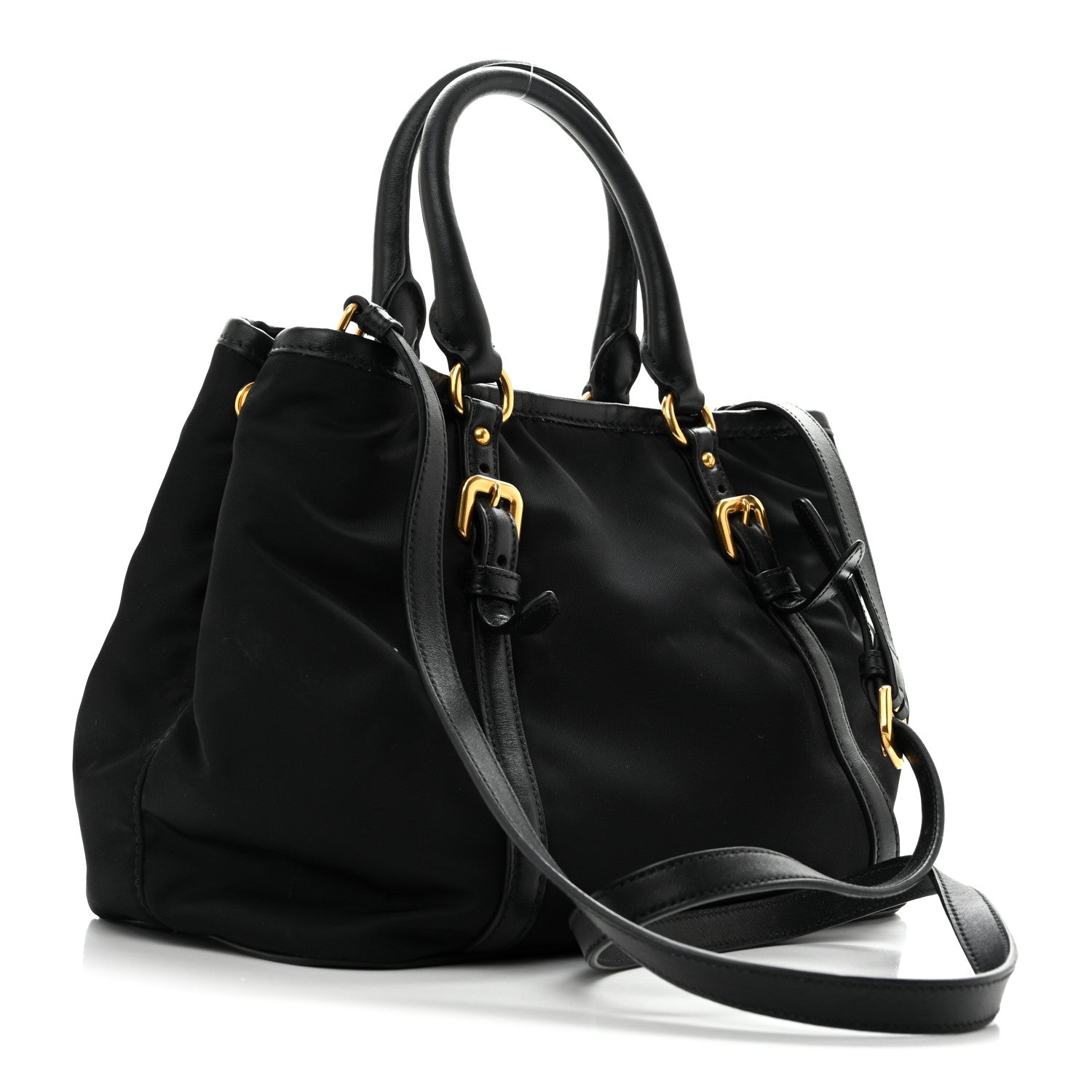 Prada Tessuto Nylon Soft Calf Tote Black 3 of 13
