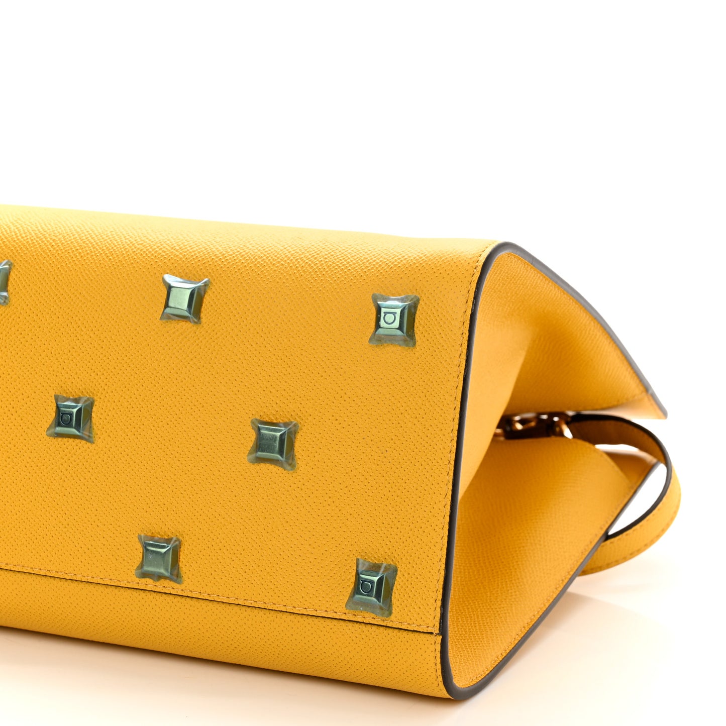 Hammered Calfskin Medium The Studio Box Bag Sunshine