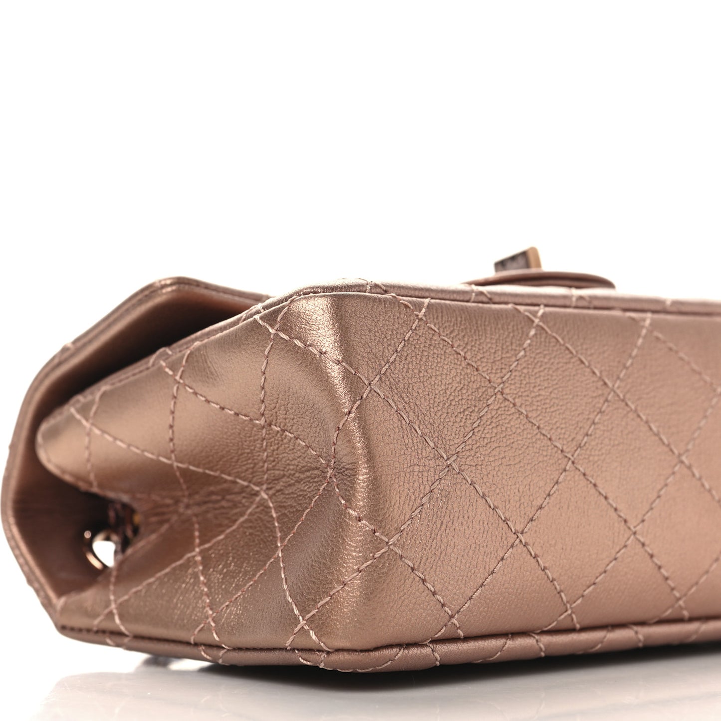Metallic Grained Calfskin Quilted 2.55 Reissue Mini Flap Copper Pink