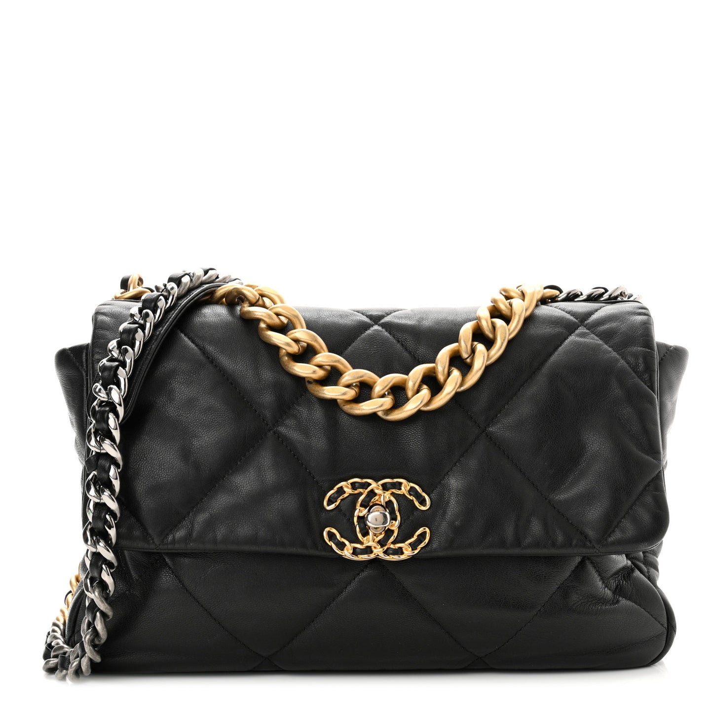 Goatskin Quilted Large Chanel 19 Flap Black